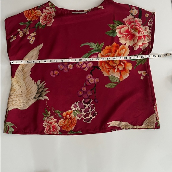 NWOT Brynn Walker Red Floral Silk Top - Picture 7 of 7
